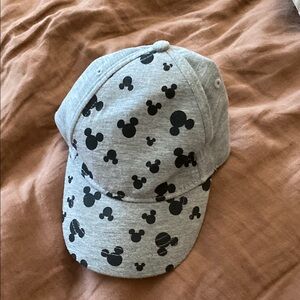 Gray Cap with Black Mickey Mouse Pattern